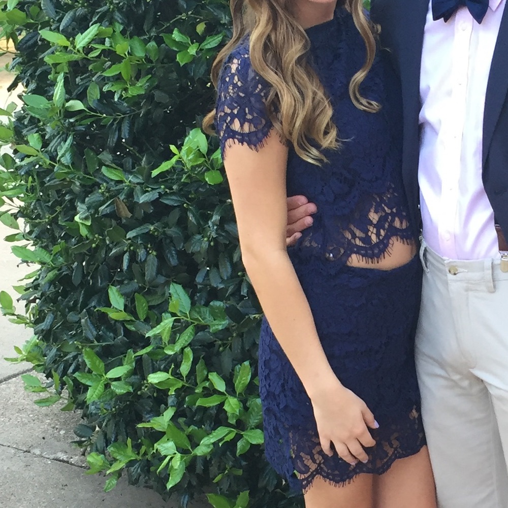 Navy Lace two piece set